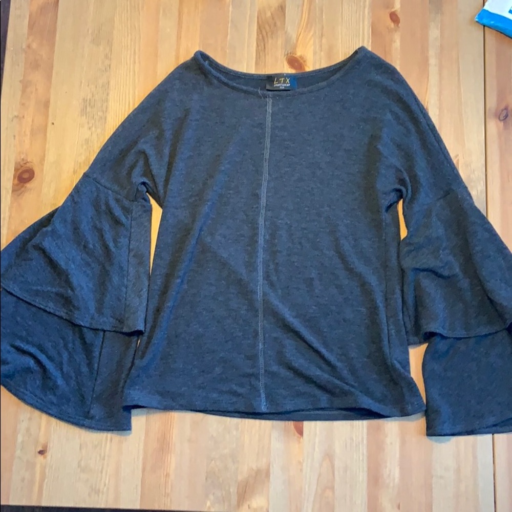 Grey sweater with bell sleeves